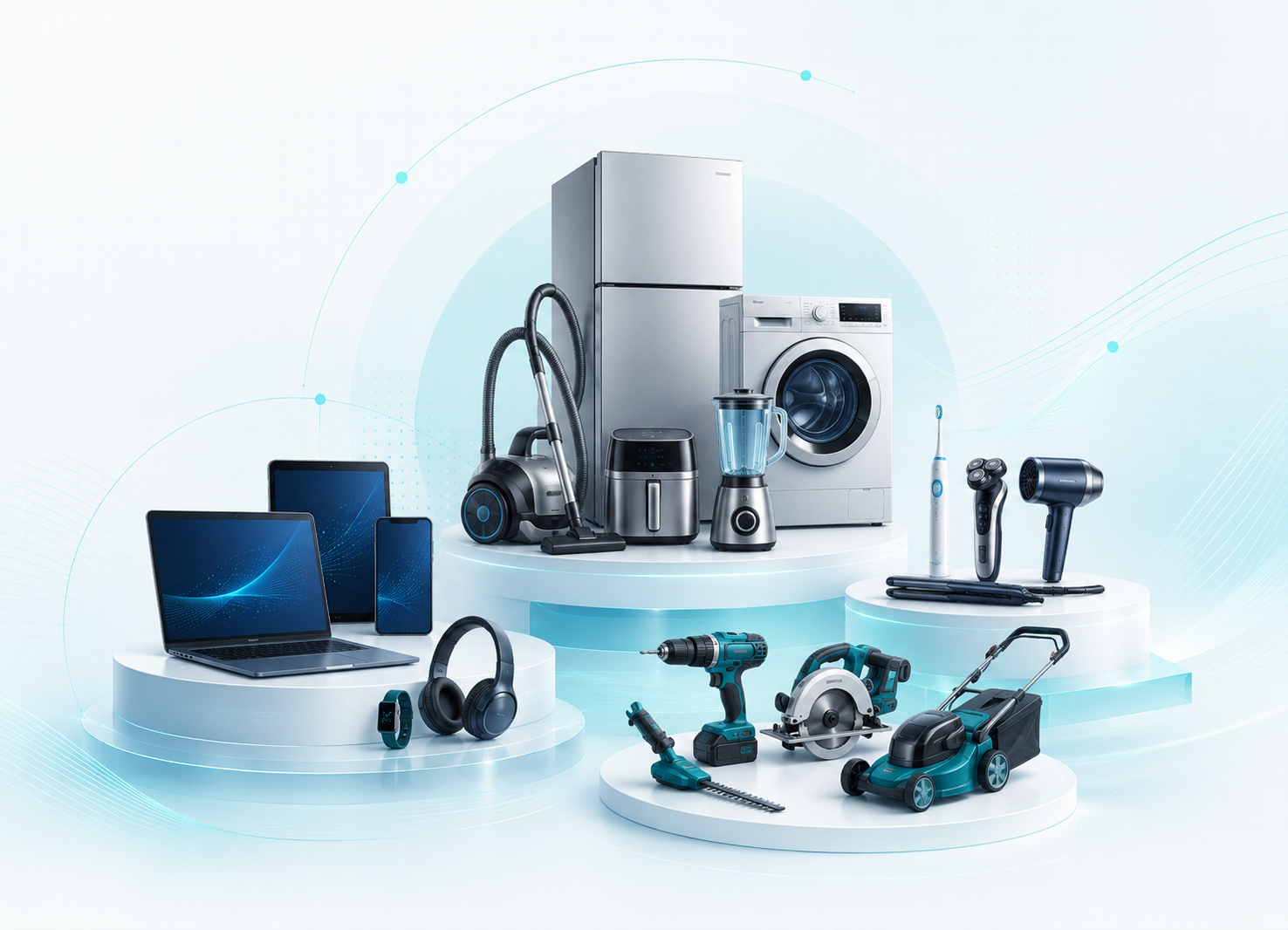 Illustration ausgewählter Produktkategorien im B2B-Sortiment der S&F Handels GmbH