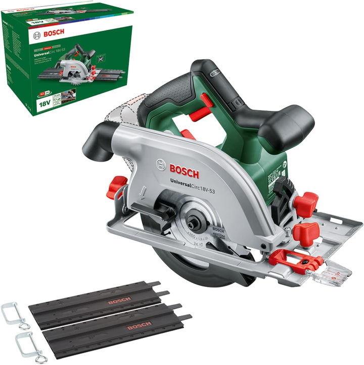 Bosch UniversalCirc 18V-53 – 18V Akku-Kreissäge mit 53 mm Schnitttiefe & Führungsschienen-Set