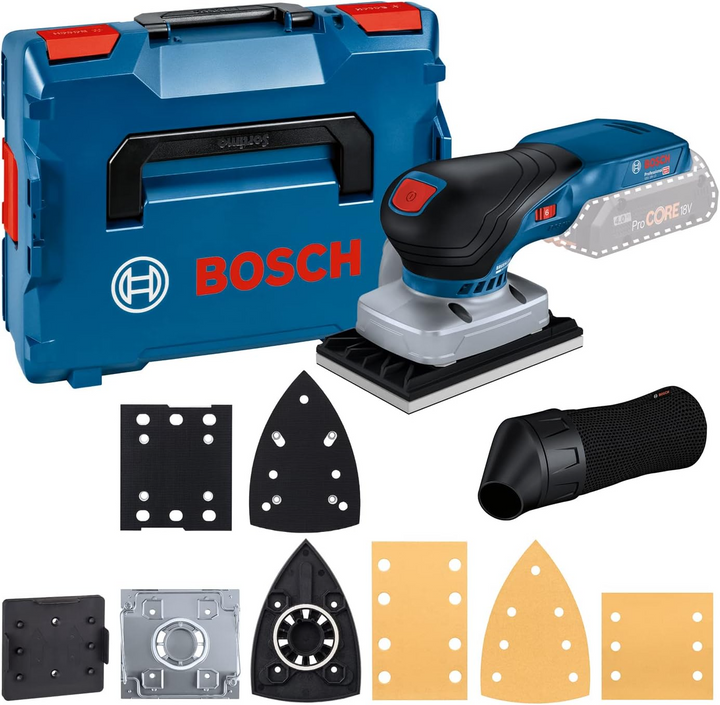 Bosch Professional GSS 18V-13 – 18V Akku-Schwingschleifer mit 3 Schleifplatten & L-BOXX