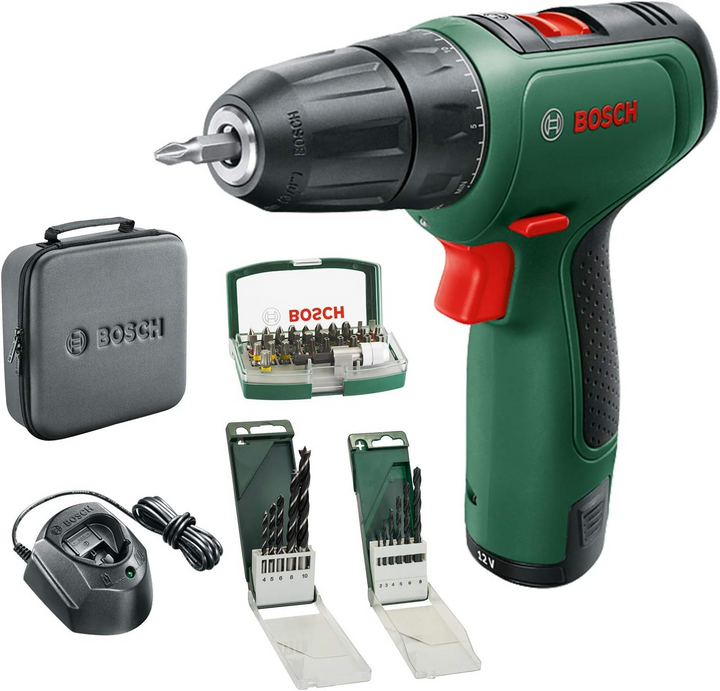 Bosch EasyDrill 1200 – 12V Akku-Bohrschrauber mit 2,0 Ah Akku, Zubehör-Set & Softbag