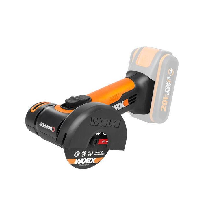 WORX WX801.9 Chopper – 20V Akku-Mini-Winkelschleifer mit 76-mm-Scheiben & 19.500 U/min