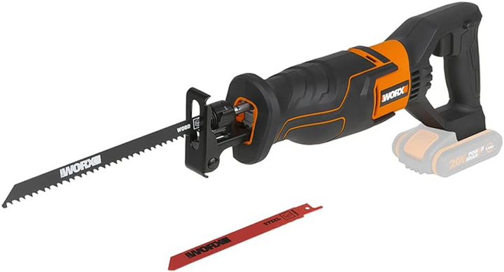 WORX WX500.9 – 20V Akku-Säbelsäge mit 20 mm Hub, 3.000 Hüben/min & werkzeuglosem Blattwechsel