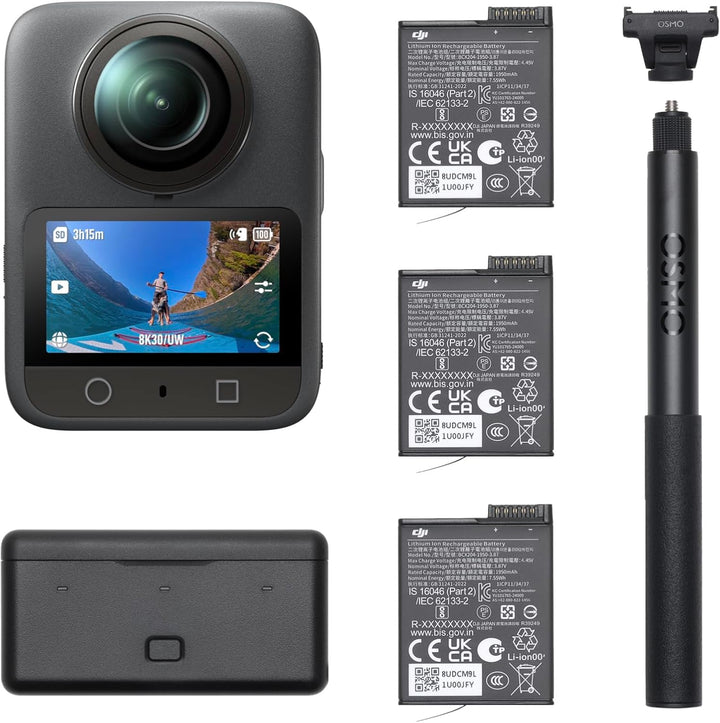 DJI Osmo 360 Adventure Combo 8K 360° Kamera – 1-Zoll Sensor, 120MP Fotos, 3 Akkus & Ladeetui
