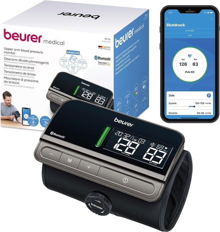 Beurer BM 81 easyLock Oberarm-Blutdruckmessgerät – Kabellos, klinisch validiert & App-kompatibel