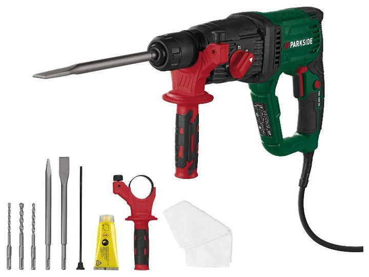 PARKSIDE PBH 1050 D4 – 1050W Bohr- und Meißelhammer mit 3 J, SDS-plus & Zubehörkoffer