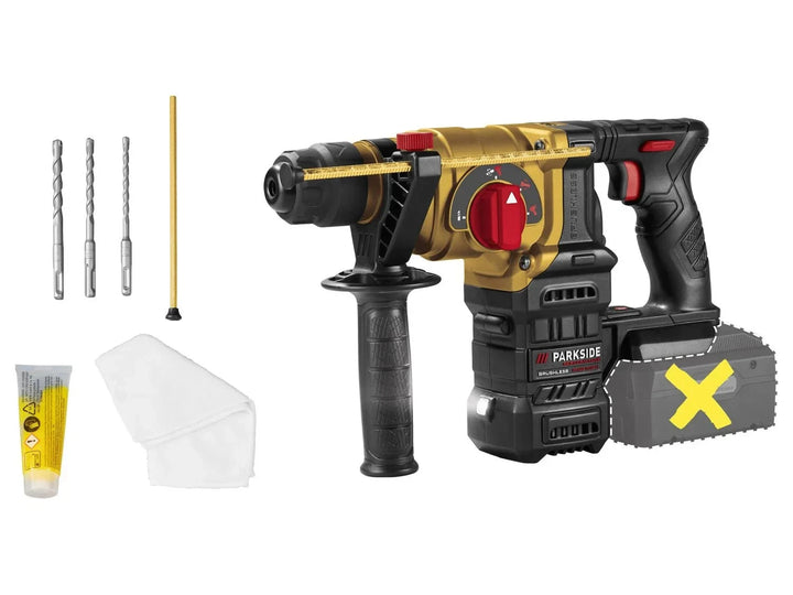 PARKSIDE PERFORMANCE PKHAP 2034-Li B1 – 30Jahre Edition Gold 20V Akku-Kombihammer mit 3 J, SDS-plus & Koffer