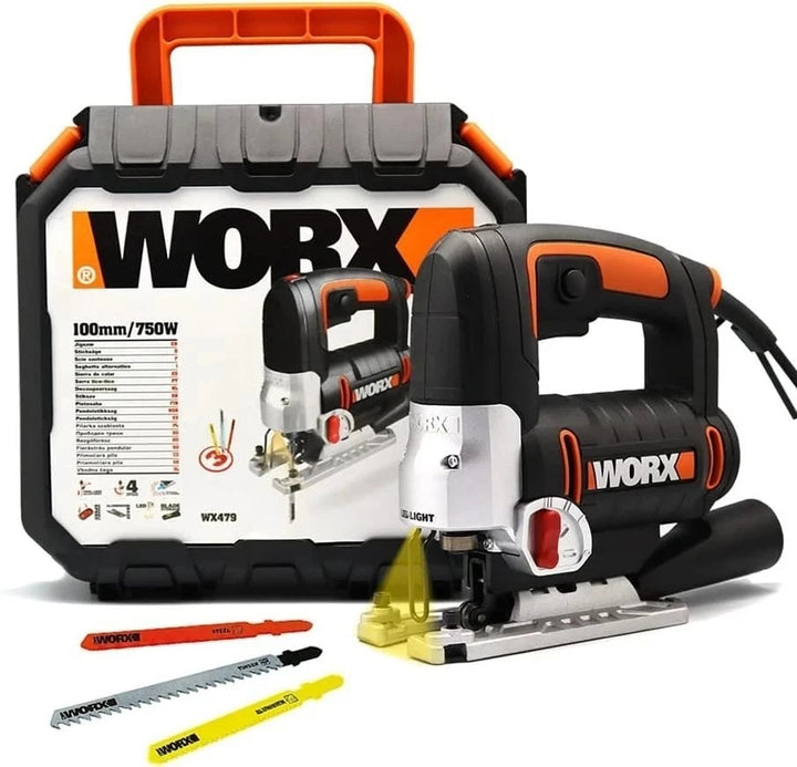 WORX WX479 – 750W Pendelhub-Stichsäge mit 4 Pendelstufen & EU-Steckdosenadapter