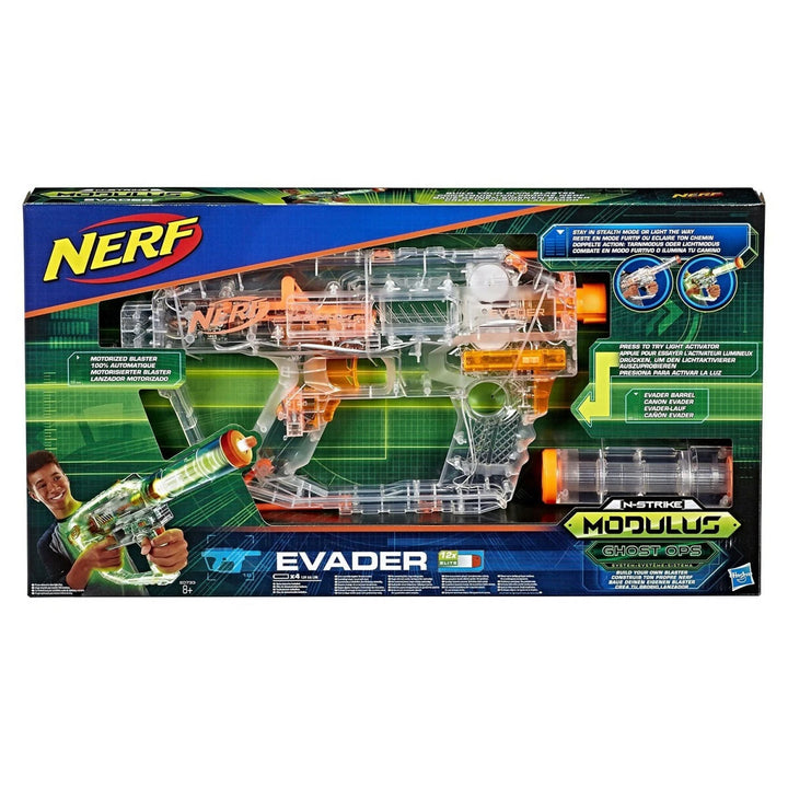 NERF N-Strike Modulus Ghost Ops Evader E0733EU4 – motorisierter Dart-Blaster mit Leuchteffekt & 12-Dart-Magazin